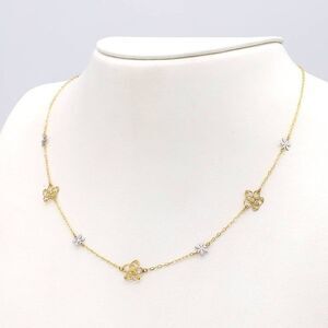 Flower Garden Mixed Metals Necklace 18K Solid Gold, Yellow & White